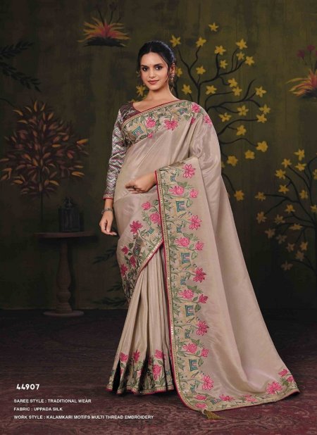 Beige Colour Norita 44900 Rooh By Mahotsav Silk Sequence Work Designer Saree 44907